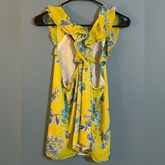 ZARA BASIC Lime Green Floral Sleeveless Top Medium Fairycore Boho Romantic - Picture 6 of 6